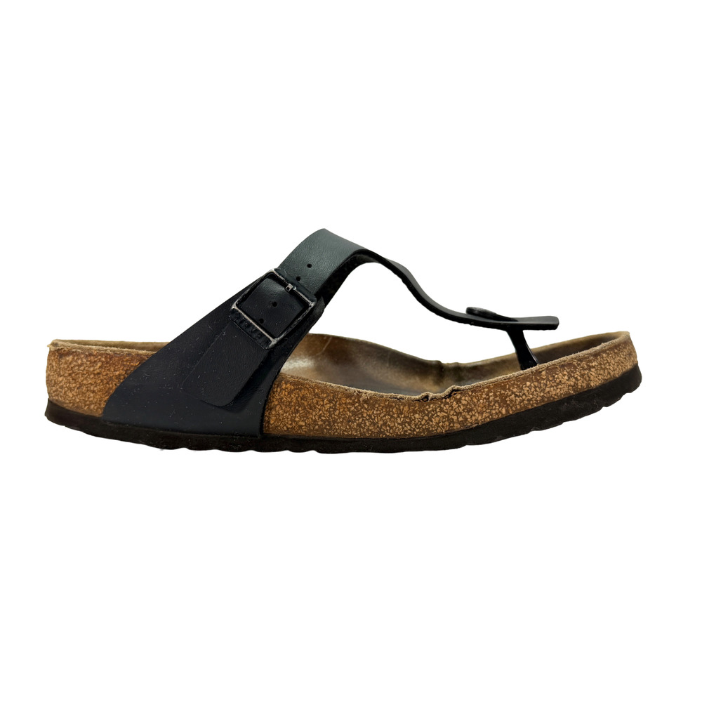 Birkenstock Gizeh Sandals Womens US 8 - 8.5 Black Leather Thong Comfort Shoes